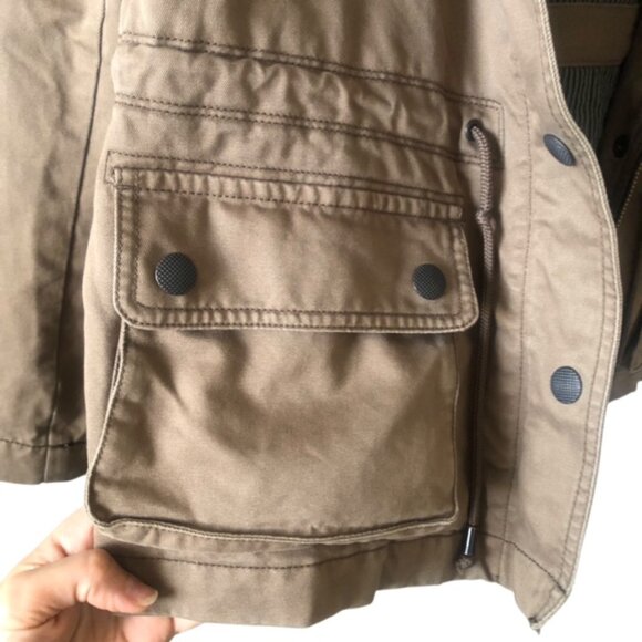 Loft 100% Cotton Military Coat Jacket Size M Brown Classic - Picture 3 of 9